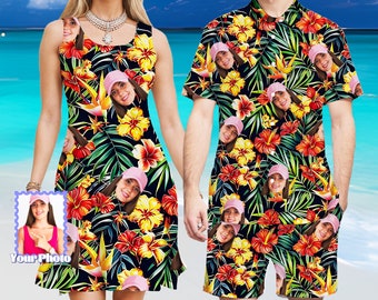 Customized Photo Hawaiian Shirt for Man Woman, Custom Hawaiian Shirt with Face, Personalized Hawaiian Dress,Family Travel,Summer Party Shirt