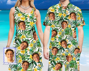 Kundenspezifisches Foto Hawaii-Hemd für Paar, Sommer Hawaii-Kleid für Frauen, lustige Strandparty-Shorts für Männer, bestes Geschenk für Sie