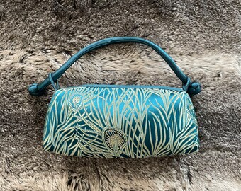 Embossed Silk Fabric Flower Clutch Bag, Gift for Her.