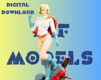 Pwer Girl Super Statue Model STL File STL Model 3D Easy Printable File