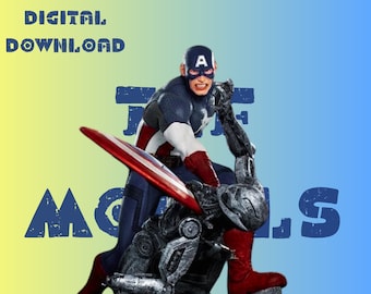 Captan Amrica Super Statue Model STL File STL Model 3D Easy Printable File