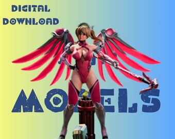 Mrcy And Dvil Girl Super Statue Model STL File STL Model 3D Printable File