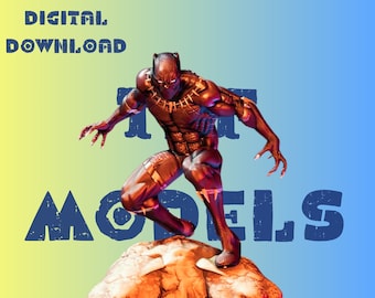 Black Pnter Super Statue Model STL File STL Model 3D Easy Printable File