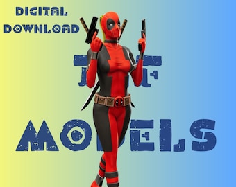 Lady Dedpool Statue Model STL File STL Model 3D Easy Printable File