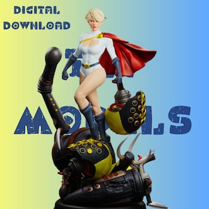Pwer Girl Statue Model STL File STL Model 3D Easy Printable File
