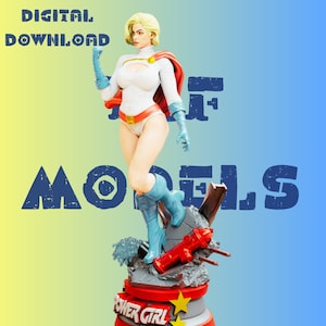 Pwer Girl Super Statue Model STL File STL Model 3D Easy Printable File