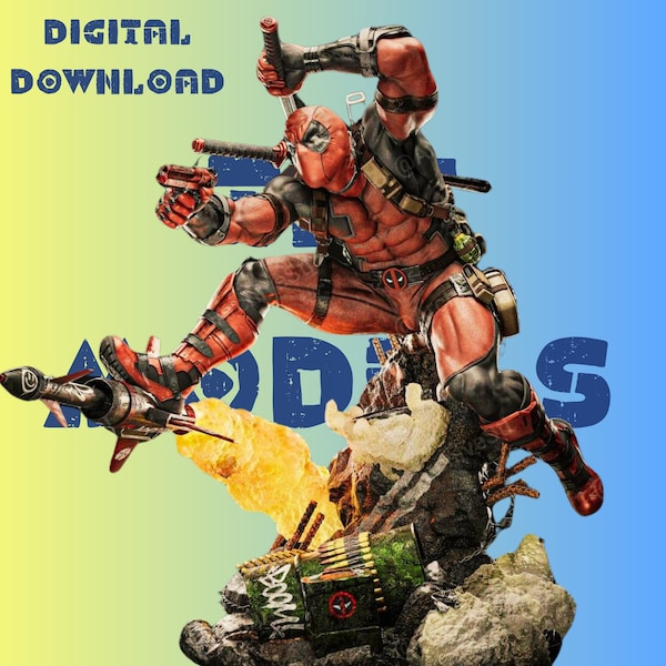 Dedpool Super Diorama Model STL File STL Model 3D Easy Printable File