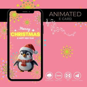 Gepersonaliseerde geanimeerde kerste-kaart: feestelijke kerstwens, aangepaste digitale kaart, milieuvriendelijk ontwerp