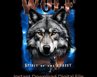 Wolf Spirit of the Forest PNG Design | 10x10 inch 300 DPI | Sublimation & T-Shirt Print File
