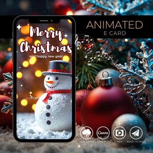 Gepersonaliseerde geanimeerde kerste-kaart: feestelijke kerstwens, aangepaste digitale kaart, milieuvriendelijk ontwerp