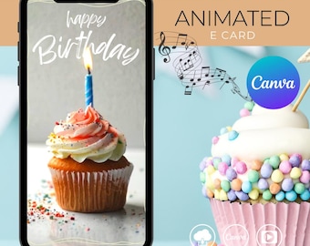 Animated Birthday E-Card | Editable Canva Template (MP4, Instant Download)