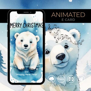 Bewerkbare geanimeerde kerstkaartsjabloon: gepersonaliseerde kerstwensen met feestelijke charme, aangepaste e-kaart en milieuvriendelijke e-kaart