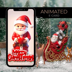 Gepersonaliseerde geanimeerde kerste-kaart: feestelijke kerstwens, aangepaste digitale kaart, milieuvriendelijk ontwerp