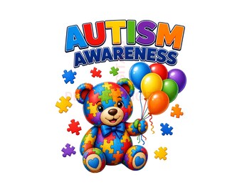 Autism Awareness Teddy Png, Autism Puzzle Pattern Bear Png Digital Download, Teddy Bear Digital Download Png, Autism Bear Art, Bear Designs