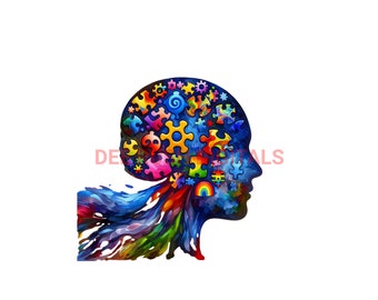 Autism Awareness Puzzle Piece PNG: Colorful Silhouette (Digital Download)