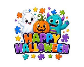Autism Halloween Png, Happy Halloween Kids Trick or Treat Design, Autism Awareness Png, Halloween Digital Download Trick or Treat Design