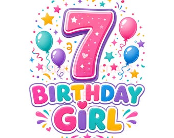Autism 7th Birthday Girl Png, Birthday Girl 7th Birthday Design, Autism Birthday Shirt Png, Digital Download