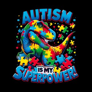 Autism Awareness Dinosaur PNG: Superhero Puzzle Design (Digital Download)