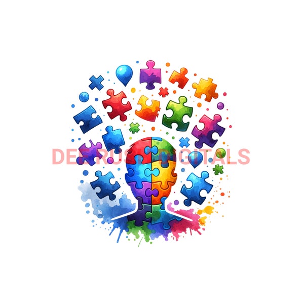 Autism puzzle pieces digital download PNG - Autism neurodiversity puzzle art - Autism puzzle jigsaw design - Autism sublimation graphic