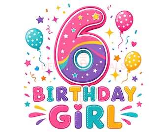 Autism 6th Birthday Girl Png, Birthday Girl 6th Birthday Design, Autism Birthday Shirt Png, Digital Download