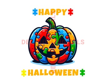 Autism Awareness Halloween Pumpkin PNG (Digital Download)