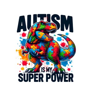 Autism Awareness Superhero T-Rex Dinosaur Png, Autism Superpower Design Digital Download, Toddler Autism Shirt, Instant Download, Puzzle Png