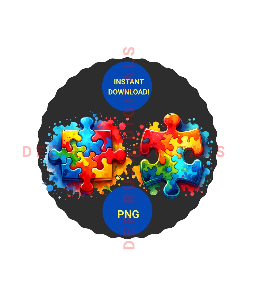 Autism Awareness Puzzle Piece PNG: Colorful Design Bundle (digital ...