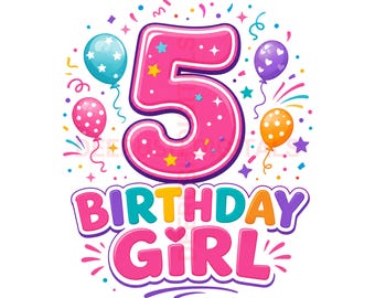 Autism 5th Birthday Girl Png, Birthday Girl 5th Birthday Design, Autism Birthday Shirt Png, Digital Download