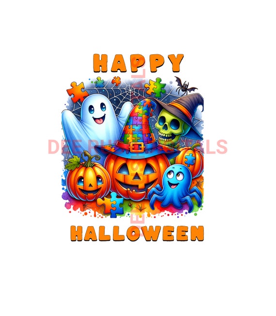Autism Awareness Halloween PNG: Kids Trick or Treat Design (Digital Download)