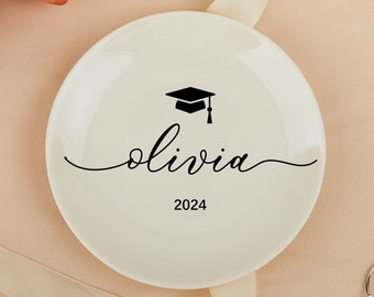 Personalized Graduation Gift for Her, Custom Jewelry Dish, Class of 2024 College Graduation Gift, Masters Degree Gift, PHD Graduation Gift