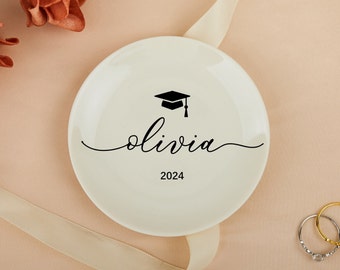 Personalized Graduation Gift for Her, Custom Jewelry Dish, Class of 2024 College Graduation Gift, Masters Degree Gift, PHD Graduation Gift