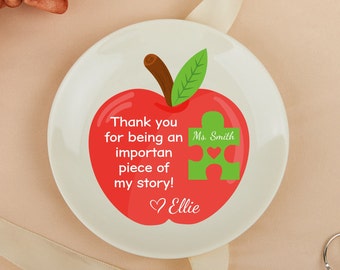 Gifts for Teachers, Personalized Teacher Gift, Apple, Puzzle Piece, Teacher Appreciation, End of Year Gifts, Daycare, Preschool, Thank You