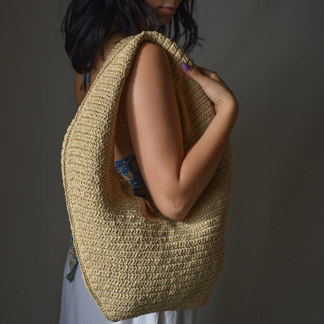Cannolo Small Woven Raffia Shoulder Bag - Natural