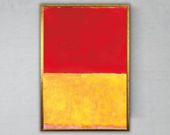 Impression sur toile Mark Rothko, art mural prêt à accrocher, art abstrait moderne, décoration d'intérieur minimaliste, rouge et jaune