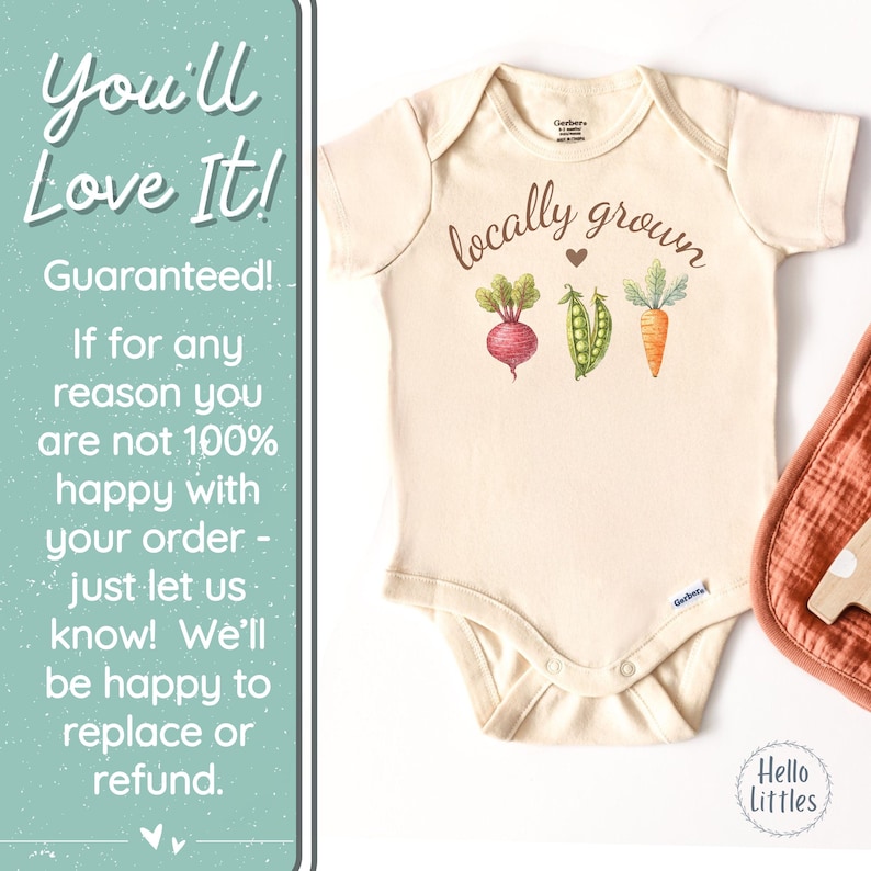 Locally Grown Baby Onesie®, Vegan Baby Bodysuit, Locally Grown Pregnancy Announcement, Farmers Market Baby Gift image 7