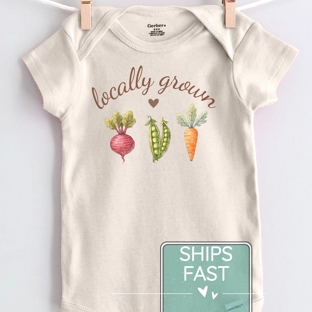 Locally Grown Baby Onesie®, Vegan Baby Bodysuit, Locally Grown Pregnancy Announcement, Far