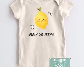 Main Squeeze Lemon Baby Onesie®, Lemon Baby Bodysuit, Cute Fruit Baby Onesie®, Funny Newborn Gift, Fruit Baby Shower Gift
