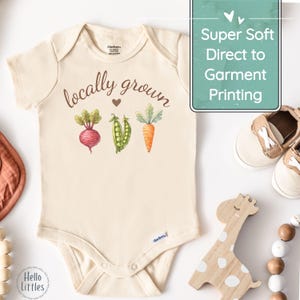 Locally Grown Baby Onesie®, Vegan Baby Bodysuit, Locally Grown Pregnancy Announcement, Farmers Market Baby Gift image 3
