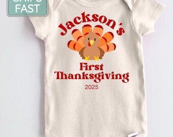 First Thanksgiving Personalized Onsesie®, Thanksgiving Baby Gift, Fall Custom Onesie®, Little Turkey Baby ONESIES® New Baby Thanksgiving
