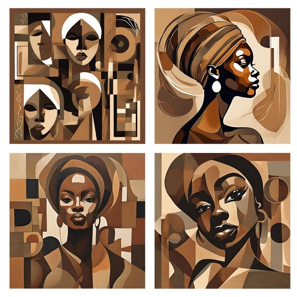 Abstract Black Woman Painting - Neutral/Earth Tones