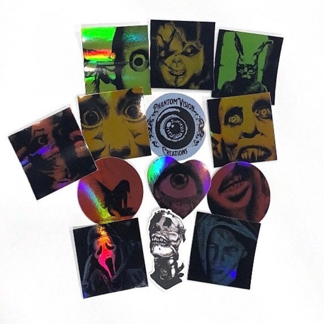12pc Sticker Pack Hand Drawn, Drawing, Horror, Holographic, Matte, Good ...