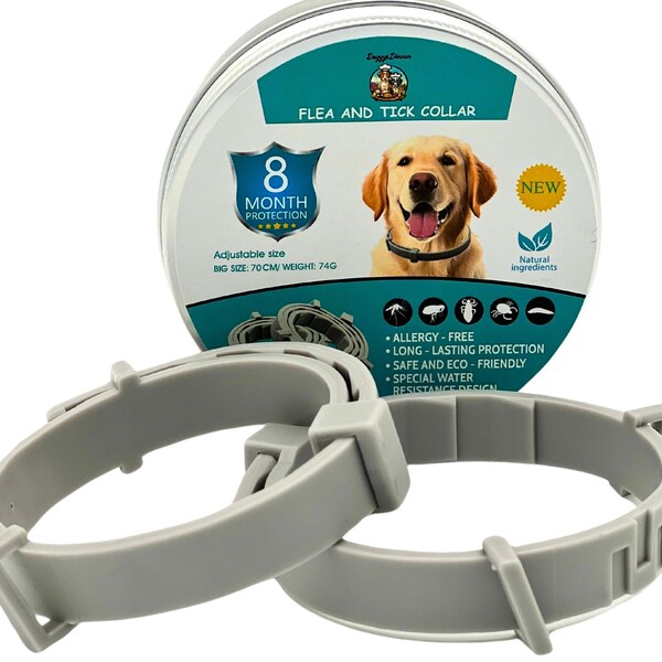 Dog Flea & Tick Collar. Made with all natural plant based oils. Last 8 months. Waterproof. 2 collars.