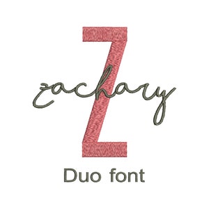 Name Steel Shore Duo Stickerei Schriftart, Schreibschrift Satin Stitch Stickerei, Duo Letters Font, Duo Farmhouse font und Schreibschrift Alphabet 2 Schriften