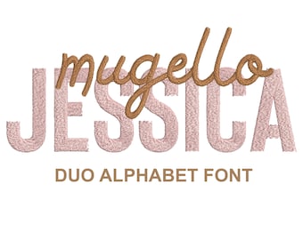 Bellbi Duo Embroidery Font,Script Font Satin Stitch Embroidery,Duo Letters Font,Farmhouse font,Script font Alphabet 2 fonts,Signature font