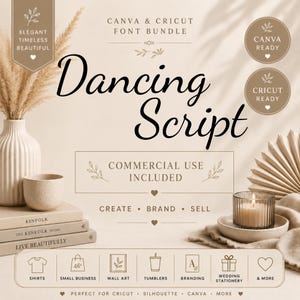 Dancing Script SVG Font Bundle, ttf otf PNG, Luxury Serif Alphabet for Cricut Canva, Wedding Font, Commercial Use