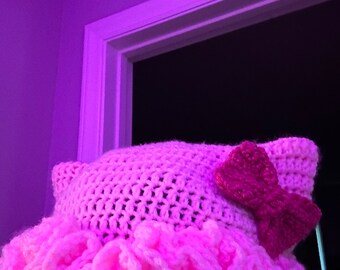 Hello kitty crochet ruffle hat