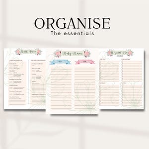 Op de afbeelding: Printbare checklist om een ​​ziekenhuistas voor een pasgeboren baby te organiseren. De checklist bevat secties voor de ouder, partner, baby en extra items. De checklist is versierd met bloemillustraties.