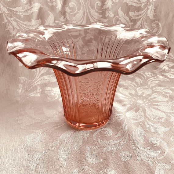 Rare Pink Depression Glass 5" Flower Vase Mayfair Pink by Anchor Hocking, Vintage Home Decor & Tableware
