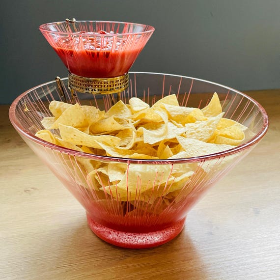 Mid Century Atomic Red Chip & Dip Set – Enchant Ware by Kenneth M. Smith