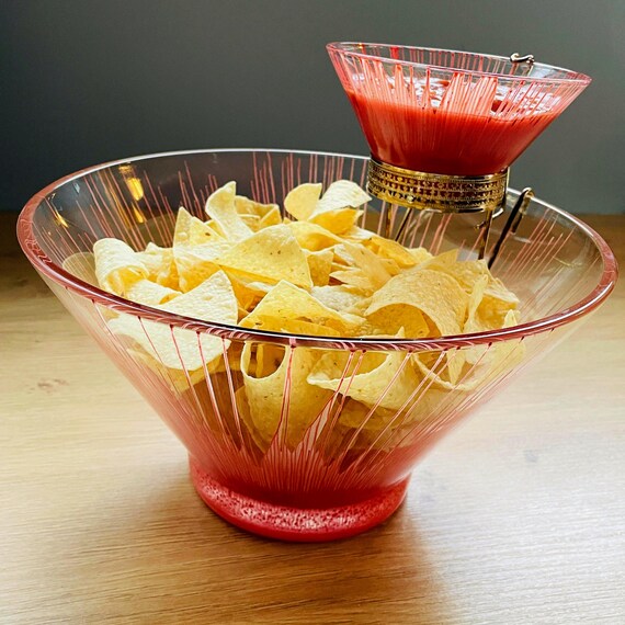 Mid Century Atomic Red Chip & Dip Set – Enchant Ware by Kenneth M. Smith
